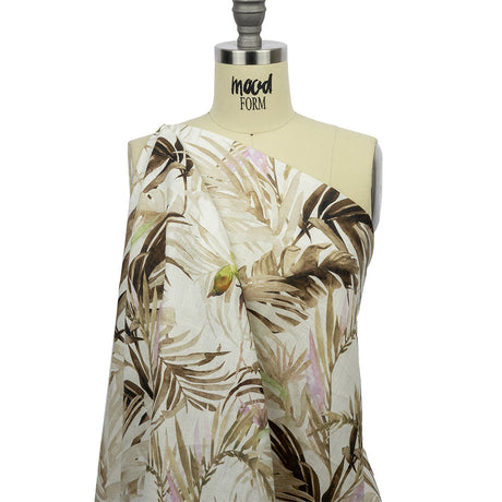 Brown Palm Fronds Medium Weight Linen Woven