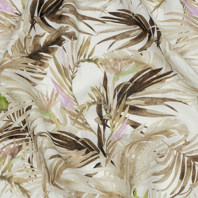 Brown Palm Fronds Medium Weight Linen Woven