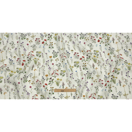 Multicolor Wildflower Doodles Medium Weight Linen Woven