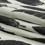 Black and White Feather Array Medium Weight Linen Woven