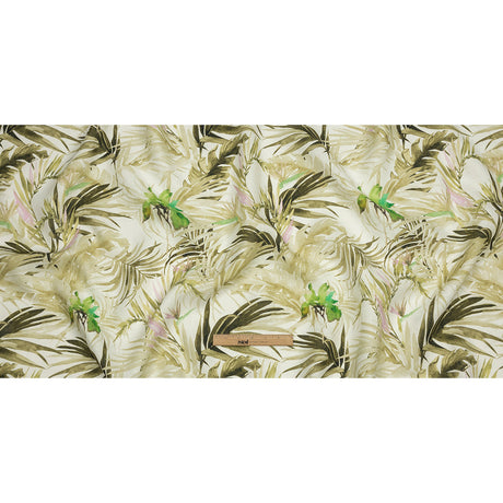 Green Palm Fronds Medium Weight Linen Woven
