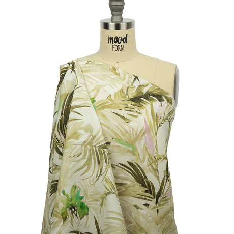 Green Palm Fronds Medium Weight Linen Woven