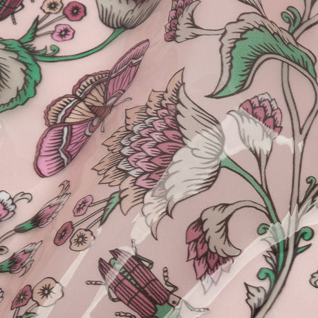 Pink, Green and White Beetles and Flowers Lightweight Translucent Vinyl