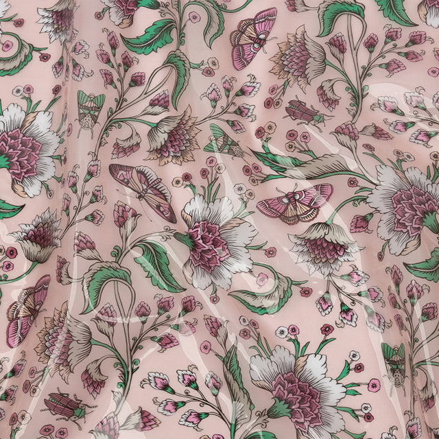 Pink, Green and White Beetles and Flowers Lightweight Translucent Vinyl