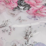 Pink, Blue and White Birds and Roses Lightweight Translucent Vinyl