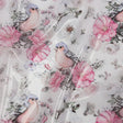 Pink, Blue and White Birds and Roses Lightweight Translucent Vinyl