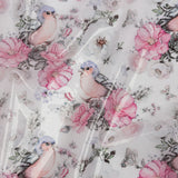 Pink, Blue and White Birds and Roses Lightweight Translucent Vinyl