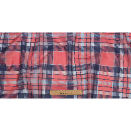Red, Black and Baby Blue Plaid Lightweight Translucent Vinyl