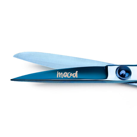 Mood 9" Metallic Blue Knife-Edge Dressmaker's Shears with Matte Rubber Grips