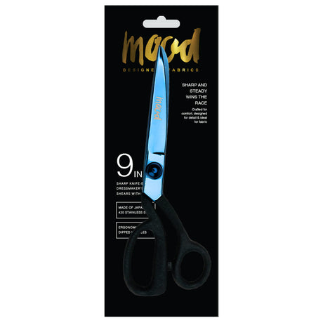 Mood 9" Metallic Blue Knife-Edge Dressmaker's Shears with Matte Rubber Grips