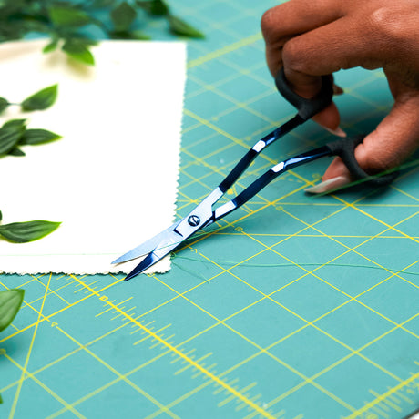 Mood Metallic Blue Double Curve Scissors with Matte Rubber Grips - 6"