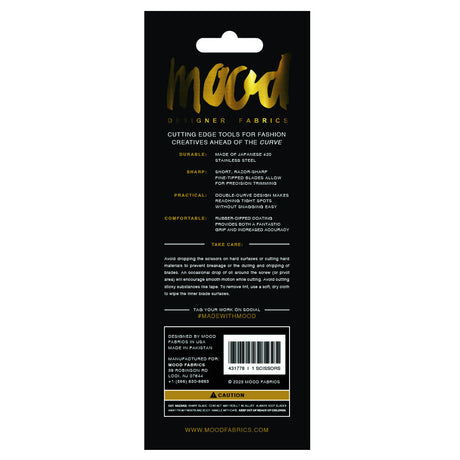 Mood Matte Black Double Curve Scissors with Matte Rubber Grips - 6"