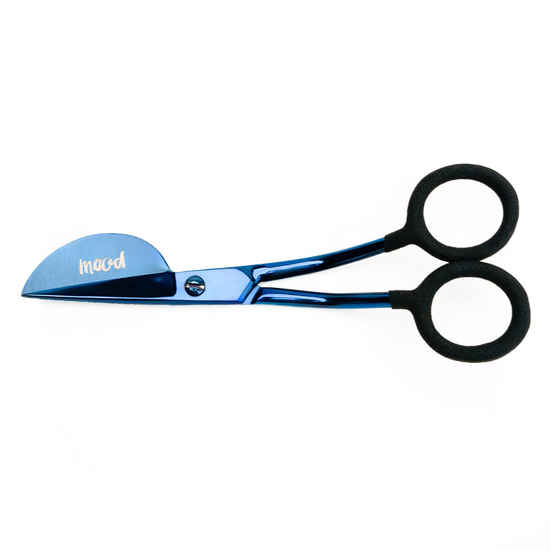 Mood Metallic Blue Duckbill Applique Scissors with Matte Rubber Grips - 6"