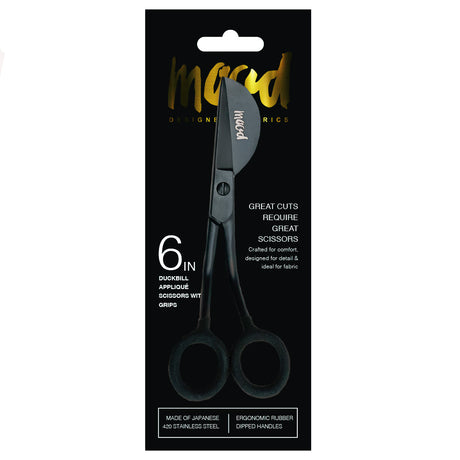 Mood Matte Black Duckbill Applique Scissors with Matte Rubber Grips - 6"