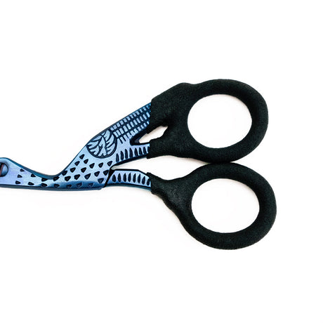 Mood Metallic Blue Stork Embroidery Snips with Matte Rubber Grips - 4.5"
