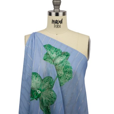 Mood Exclusive Blue Spotted Moth Orchid Metallic Pinstriped Viscose Dobby