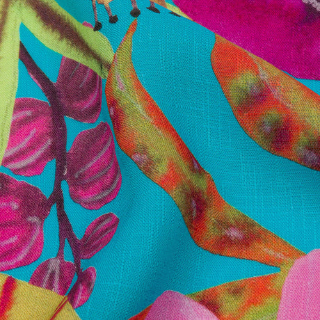 Slubbed Viscose Woven Print - Turquoise, Pink and Green Floral - Mood Exclusive Extraterrestrial Tropics