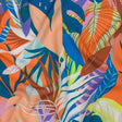 Slubbed Viscose Woven Print - Orange and Blue Leaves - Mood Exclusive Tropical Tango