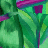 Slubbed Viscose Woven Print - Purple and Green Palm Leaves - Mood Exclusive Foliage Takeover
