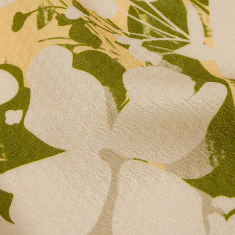 Sustainable Viscose Floral Jacquard Print - Beige, Green and Yellow Floral Silhouettes - Mood Exclusive Wild Disguise