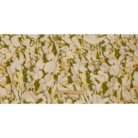 Sustainable Viscose Floral Jacquard Print - Beige, Green and Yellow Floral Silhouettes - Mood Exclusive Wild Disguise