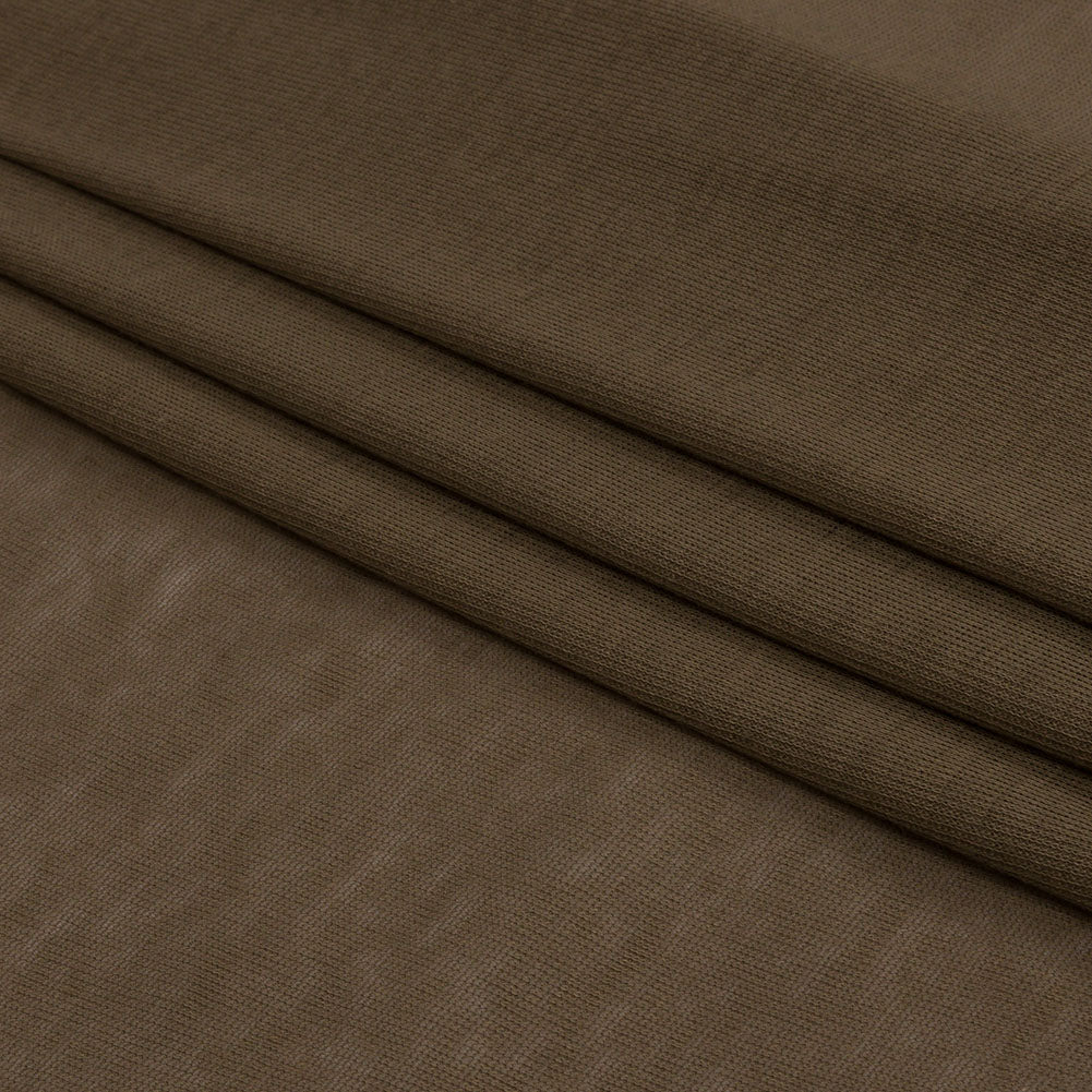 Famous Designer Dark Beige Viscose and Cotton Lightweight Interlock Knit
