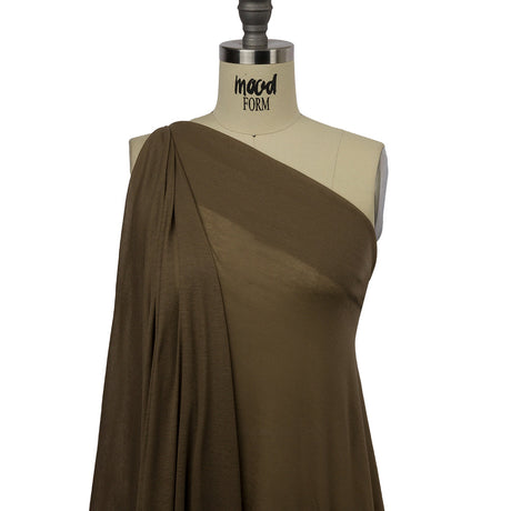 Famous Designer Dark Beige Viscose and Cotton Lightweight Interlock Knit