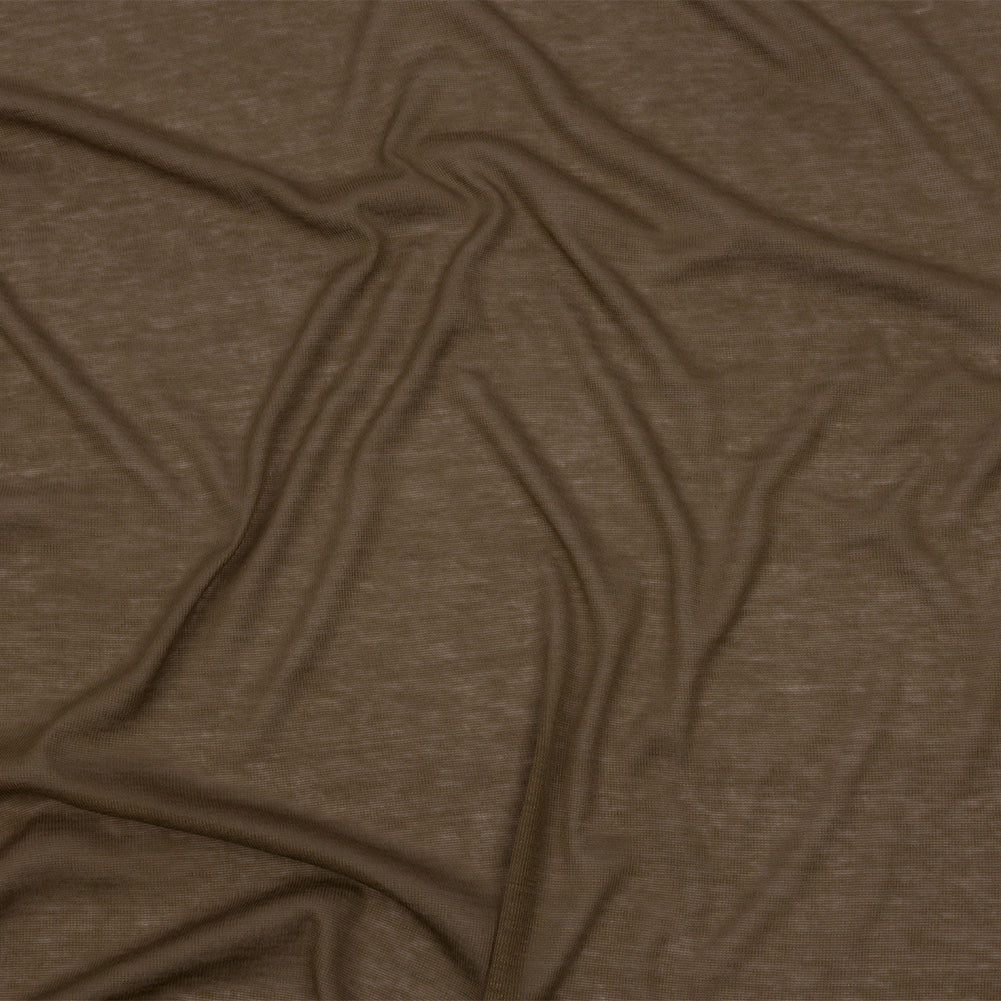 Famous Designer Dark Beige Viscose and Cotton Lightweight Interlock Knit