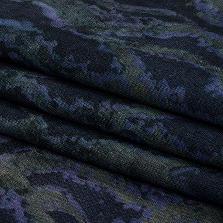 Linen and Rayon Woven Print - Dark Purple and Green Snake Abstract - Mood Exclusive Ophidian