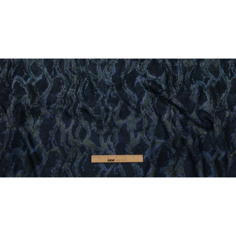 Linen and Rayon Woven Print - Dark Purple and Green Snake Abstract - Mood Exclusive Ophidian