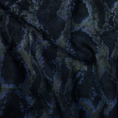 Linen and Rayon Woven Print - Dark Purple and Green Snake Abstract - Mood Exclusive Ophidian