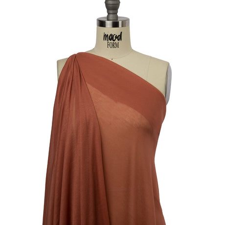 Famous Designer Terracotta Viscose and Cotton Lightweight Interlock Knit