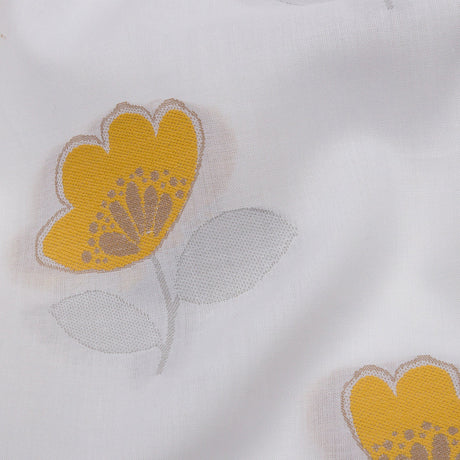 Italian White, Goldenrod and Gray Floral Cotton Jacquard