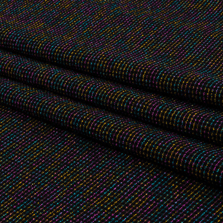 Black and Metallic Rainbow Stretch Rib Knit