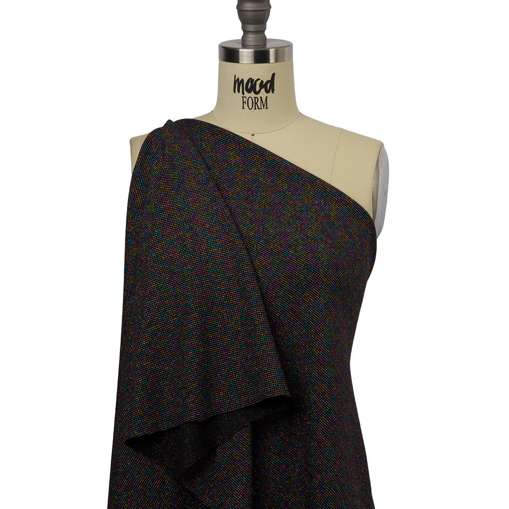Black and Metallic Rainbow Stretch Rib Knit