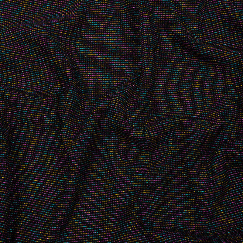 Black and Metallic Rainbow Stretch Rib Knit