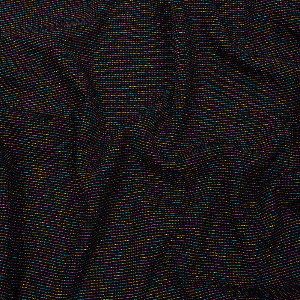 Black and Metallic Rainbow Stretch Rib Knit