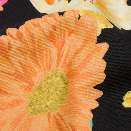 Stretch Cotton Canvas Print - Black, Pink and Orange Floral - Mood Exclusive Garden Glory