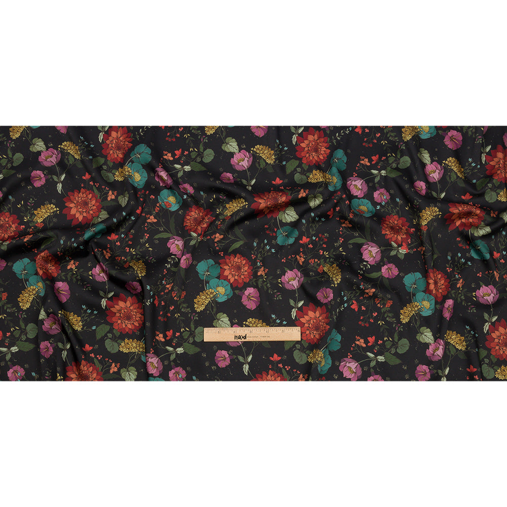 Polyester Twill Print - Purple, Red and Black Floral - Mood Exclusive Antheia's Grace