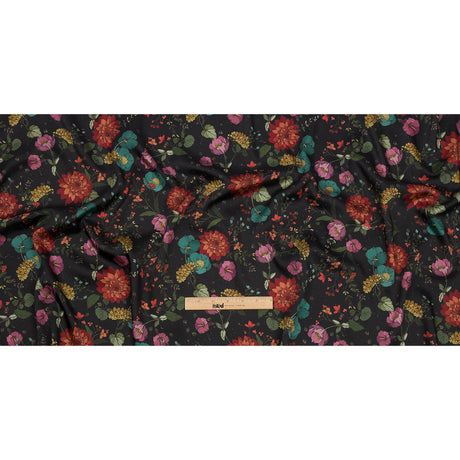 Polyester Twill Print - Purple, Red and Black Floral - Mood Exclusive Antheia's Grace
