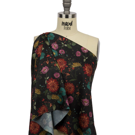 Polyester Twill Print - Purple, Red and Black Floral - Mood Exclusive Antheia's Grace