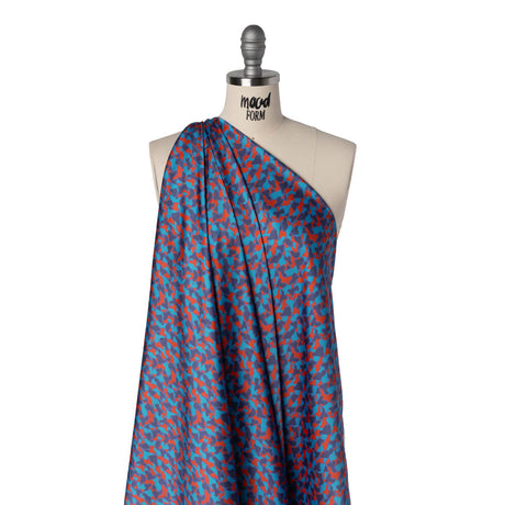 Polyester Charmeuse Print - Red and Blue Abstract - Mood Exclusive Betta Fish