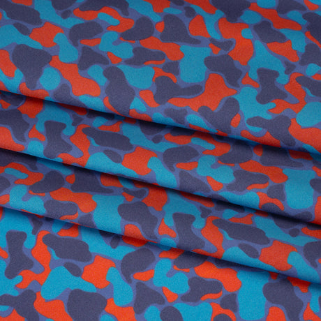 Polyester Charmeuse Print - Red and Blue Abstract - Mood Exclusive Betta Fish