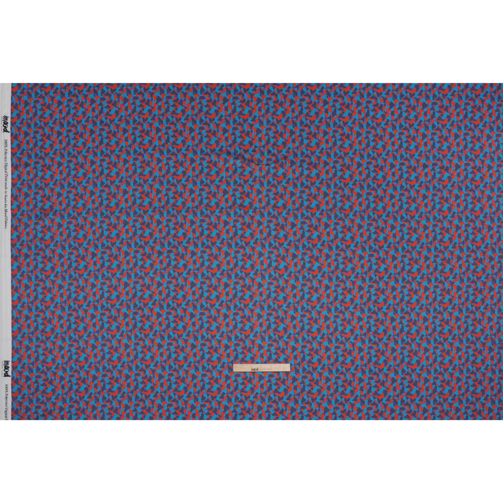 Polyester Charmeuse Print - Red and Blue Abstract - Mood Exclusive Betta Fish