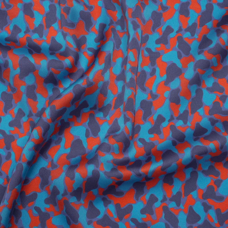 Polyester Charmeuse Print - Red and Blue Abstract - Mood Exclusive Betta Fish