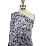 Polyester Charmeuse Print - Purple and Gray Dripping Florals - Mood Exclusive Botanical Trip