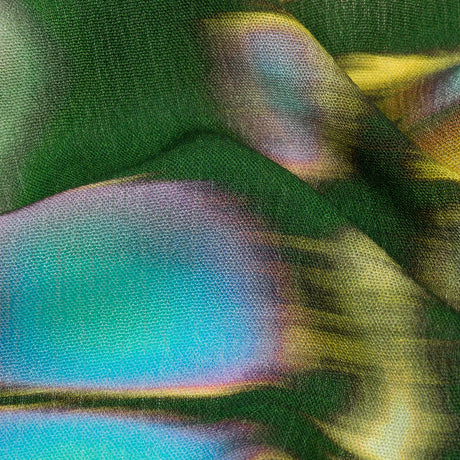 Gauzy Wrinkled Rayon Woven Print - Blue and Green Abstract - Mood Exclusive Butterfly Blur