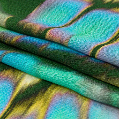 Gauzy Wrinkled Rayon Woven Print - Blue and Green Abstract - Mood Exclusive Butterfly Blur