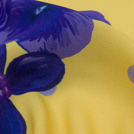 Sustainable Viscose Crepe Print - Yellow and Blue Floral and Polka Dots - Mood Exclusive Treasures Renewed