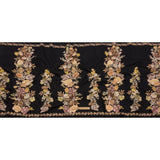 Brushed Stretch Cotton Twill Panel - Midnight, Pink and Peach Floral Columns - Mood Exclusive Parthenon Petals